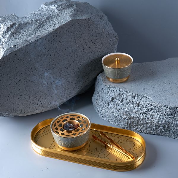 Incense Burner With Elegant Design Of 4 Pieces From Majlis - Grey