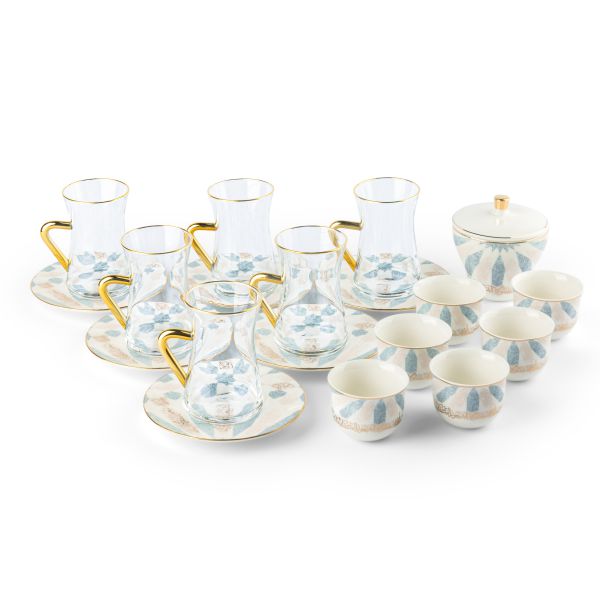 Tea And Arabic Coffee Set 19Pcs From Amal - Blue