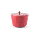 Medium Porcelain vase With Cover From Rattan - Red