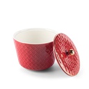 Medium Porcelain vase With Cover From Rattan - Red