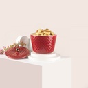 Medium Porcelain vase With Cover From Rattan - Red