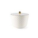 Medium Porcelain vase With Cover From Rattan - Pearl