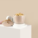 Medium Porcelain vase With Cover From Rattan - Brown