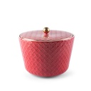 Large Porcelain vase With Cover From Rattan - Red