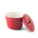 Large Porcelain vase With Cover From Rattan - Red