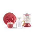 Tea And Arabic Coffee Set 19Pcs From Rattan - Red