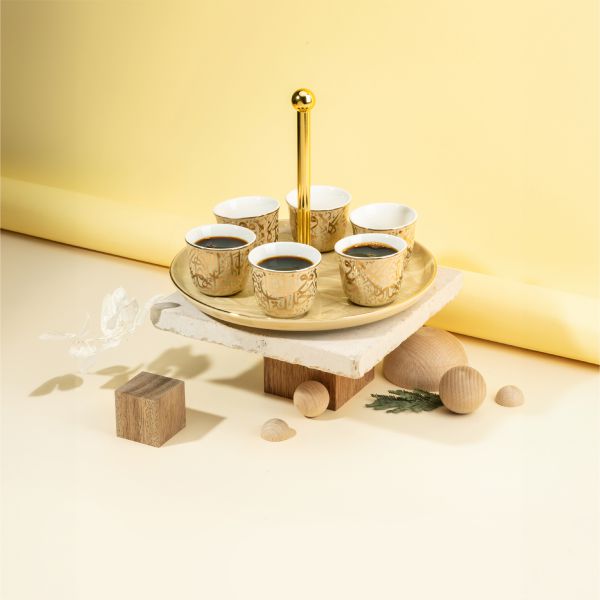 Arabic Coffee Set With Cup Holder From Diwan -  Ivory