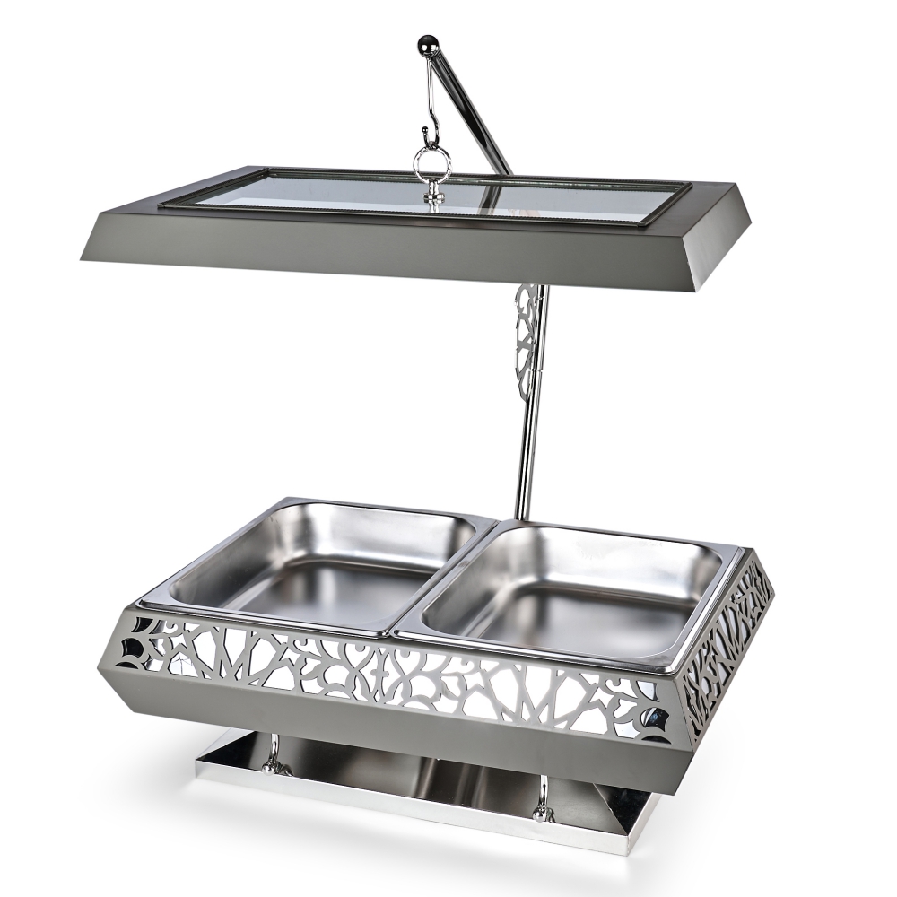 Large Serving Buffet with Stainless Steel Bowl From Majlis - Grey