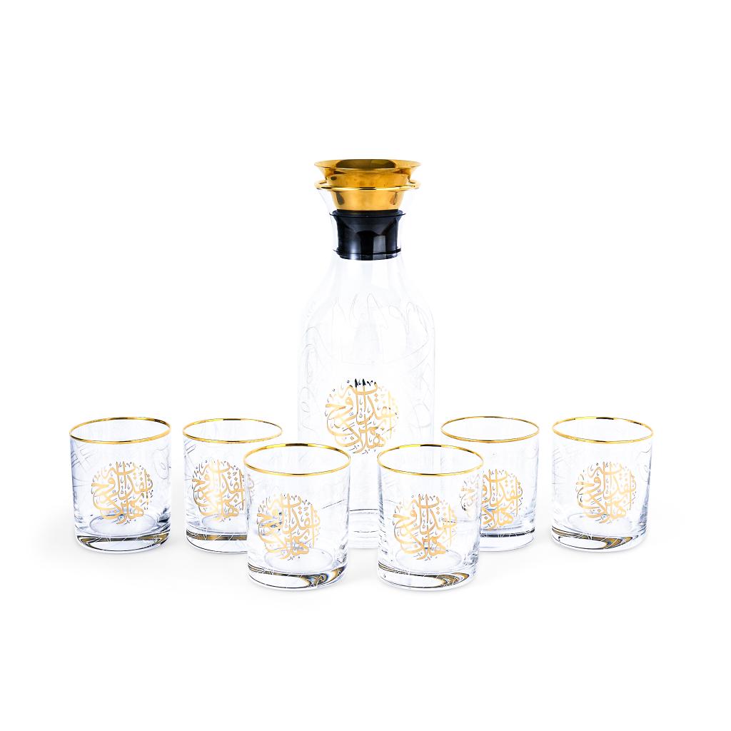Jug For Juice with 6 Glass Cup From Zuwar - Glass