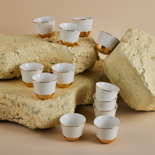 [AM1081] Arabic Coffee Cups Set 12 Pcs From Majlis - White