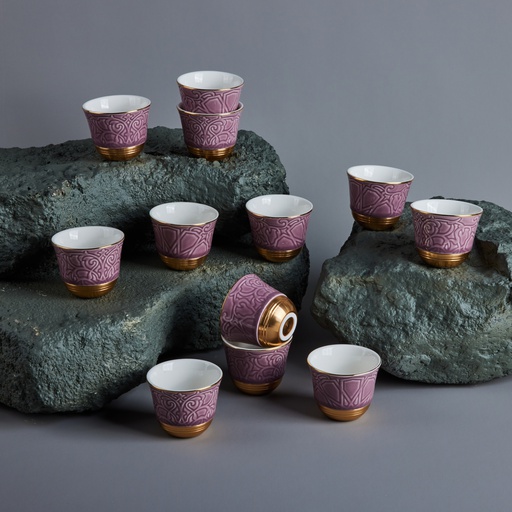 [AM1055] Arabic Coffee Cups Set 12 Pcs From Majlis - Purple