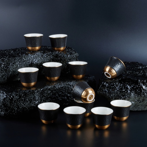[AM1056] Arabic Coffee Cups Set 12 Pcs From Majlis - Black