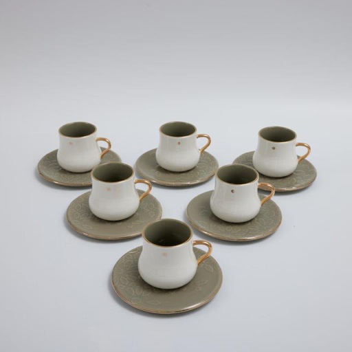 [DUN1356] 6cup 6saucer 200CC - Dark grey   