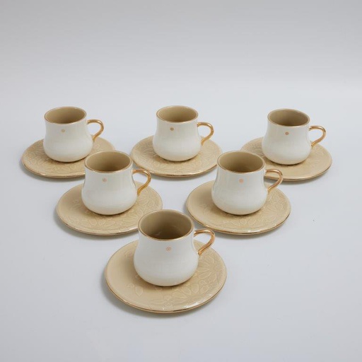 [DUN1357] 6cup 6saucer 200CC - Ivory   