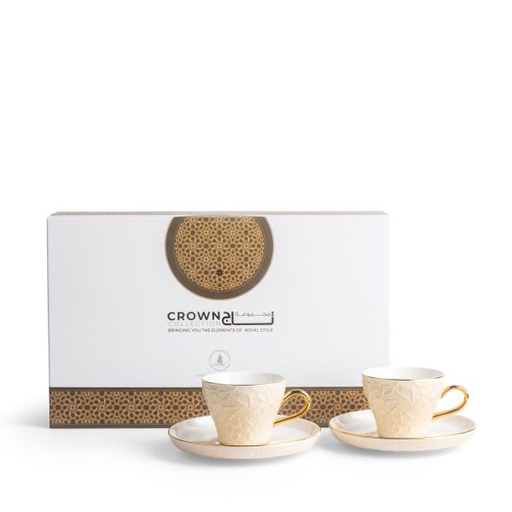 [ET2091] Tea Porcelain Set 12 Pcs From Crown - Beige