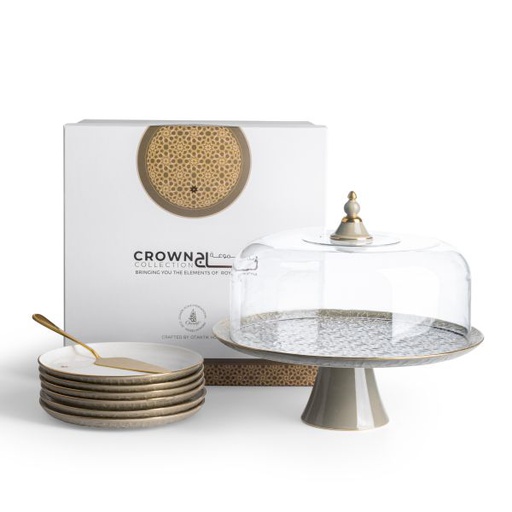 [ET2097] Cake  Serving Set 9Pcs From Crown - Grey