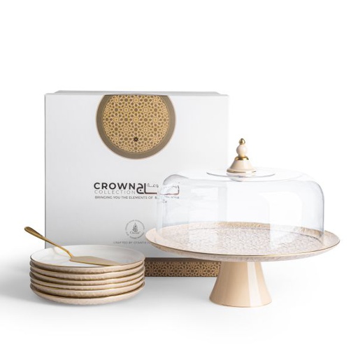 [ET2098] Cake  Serving Set 9Pcs From Crown - Beige