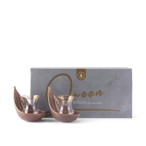 [ET1819] Tea Glass Sets From Queen - Brown