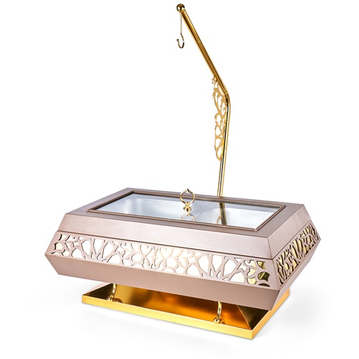 [JG1216] Large Serving Buffet with Stainless Steel Bowl From Majlis - Brown