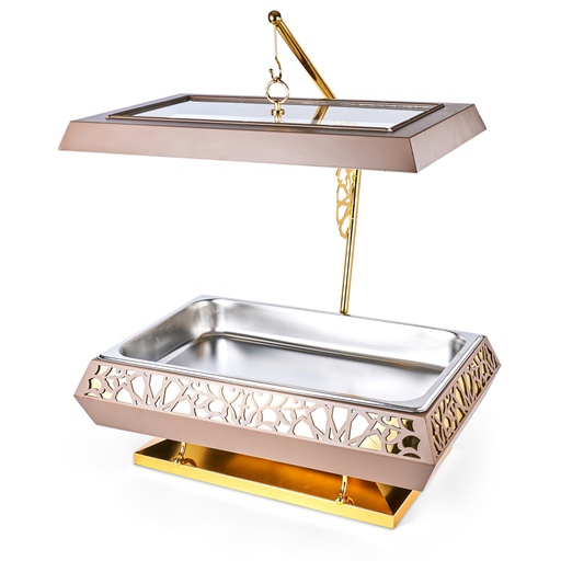 [JG1220] Large Serving Buffet with Stainless Steel Bowl From Majlis - Brown