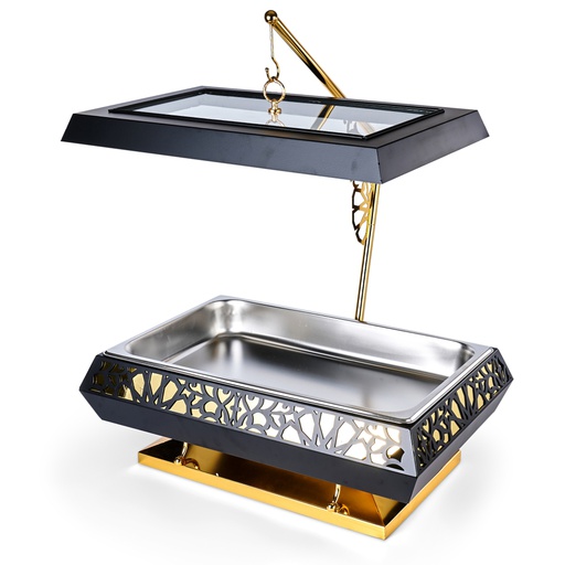 [JG1221] Large Serving Buffet with Stainless Steel Bowl From Majlis - Black