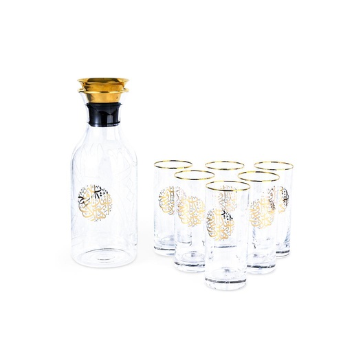 [GC1021] Jug For Juice with 6 Glass Cup From Zuwar - Glass