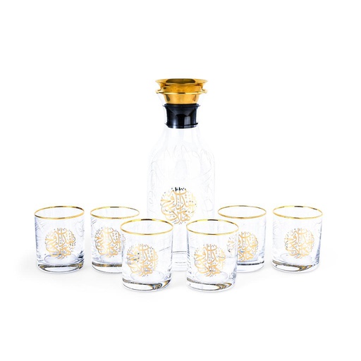 [GC1022] Jug For Juice with 6 Glass Cup From Zuwar - Glass