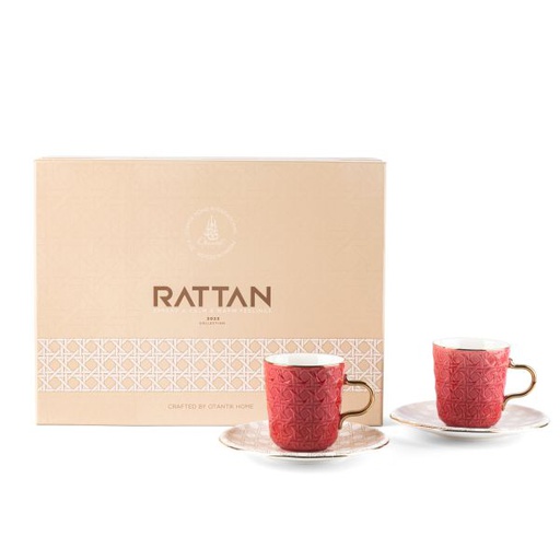 [ET1882] Porcelain Tea Sets For One Person From Rattan - Red